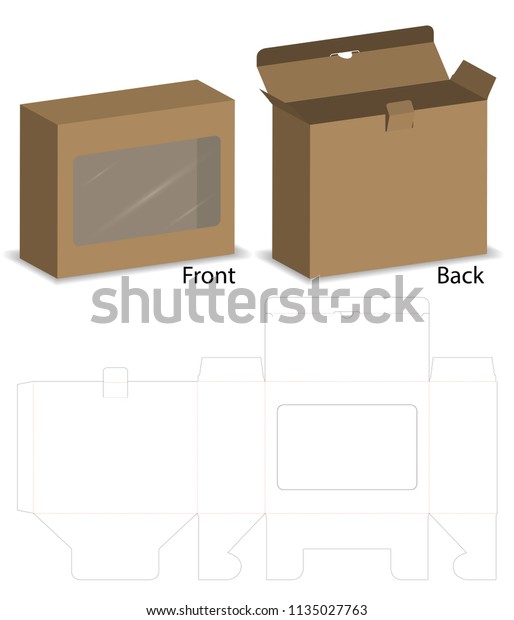 Download Box Plastic Window Mockup Dieline Stock Vector (Royalty ...