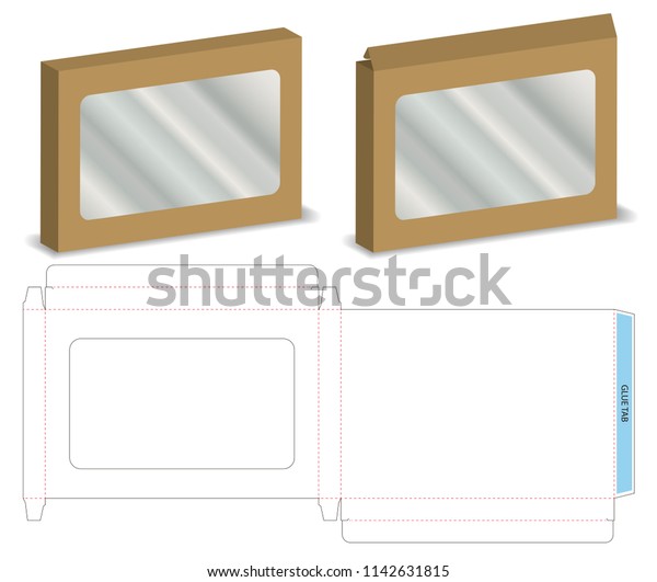 Download Box Plastic Window Mockup Dieline Stock Vector (Royalty ...