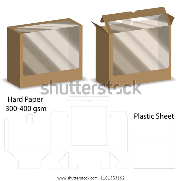 Download Box Plastic Window Mockup Dieline Stock Vector (Royalty ...