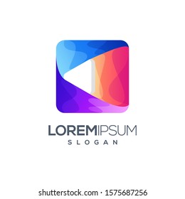 box play gradient color logo design