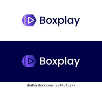 Box with play sign modern logo design for branding