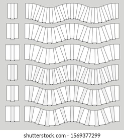 box pleats trim ruffle fashion pattern brush element set vector