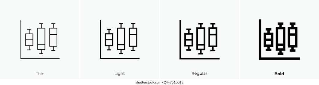 box plot icon. Thin, Light Regular And Bold style design isolated on white background