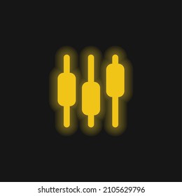 Box Plot Yellow Glowing Neon Icon