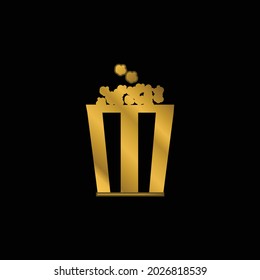 Box Of Popcorn gold plated metalic icon or logo vector