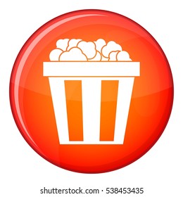 Box of popcorn icon in red circle isolated on white background vector illustration