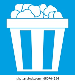 Box of popcorn icon white isolated on blue background vector illustration