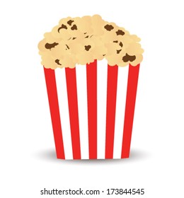 box of popcorn isolated on white background