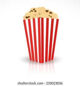 box of popcorn isolated on white background