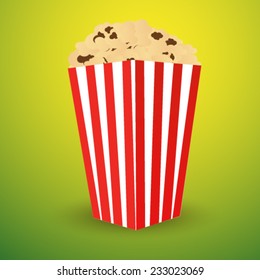 box of popcorn isolated on white background