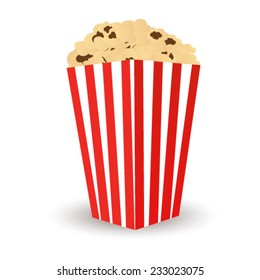 box of popcorn isolated on white background