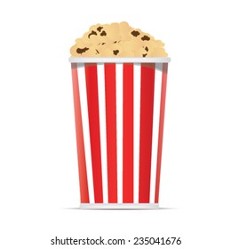 box of popcorn isolated on white background