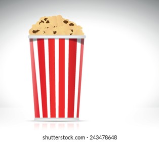box of popcorn isolated on white background