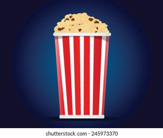 box of popcorn on a blue background