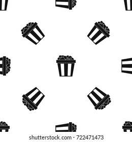 Box of popcorn pattern repeat seamless in black color for any design. Vector geometric illustration