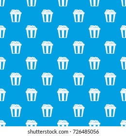 Box of popcorn pattern repeat seamless in blue color for any design. Vector geometric illustration