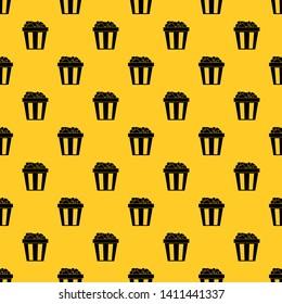 Box of popcorn pattern seamless vector repeat geometric yellow for any design