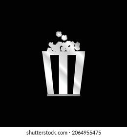 Box Of Popcorn silver plated metallic icon