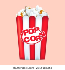 Box of popcorn. Vector graphics.