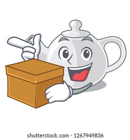 With box porcelain teapot ceramic isolate on mascot