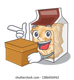 With box pork rinds in a cartoon jar
