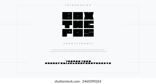 The Box Pos Custome digital alphabet font. Minimal technology typography, Creative urban sport fashion futuristic vector illustration.