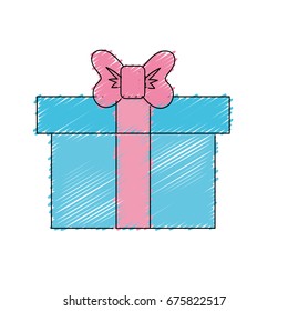 box of present gift with ribbon design