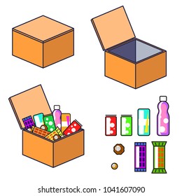 Box with products vector clip art.