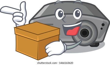 With box projector isolated with on the mascot