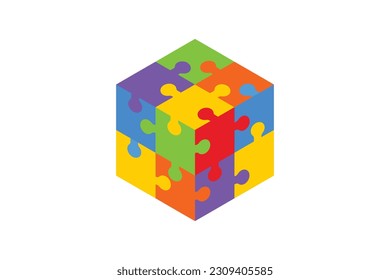 box puzzle logo design vector icon template