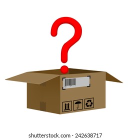 box with a question mark isolated on white background
