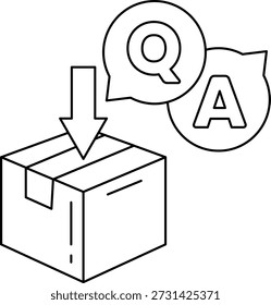 A box with a question mark on it is open, and the question mark is pointing to the box. The box is empty, and it seems to be a question about the contents of the box