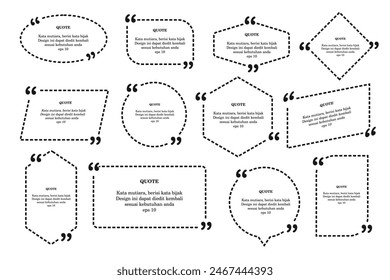 box quote set design, with dotted line frame, editable vector eps 10 design, available in square, circle, hexagon and other shapes.