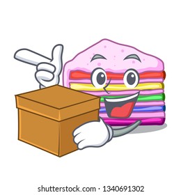 With box rainbow cake isolated in the character
