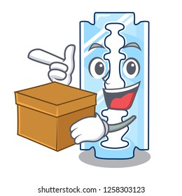 With box razor blade a on shape cartoon
