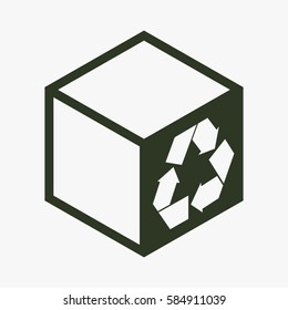 Box with recycle sign vector icon.