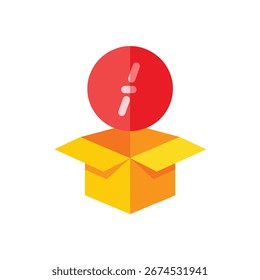 Una caja con una bola roja que contiene un símbolo, que representa el pensamiento creativo y la resolución de problemas.