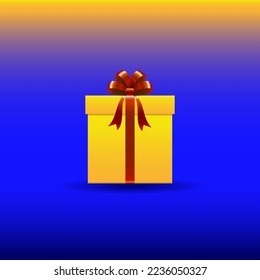 Caja con un arco rojo y un regalo de Año Nuevo