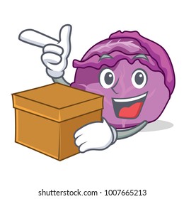 With box red cabbage character cartoon