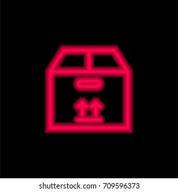 Box red glowing neon ui ux icon. Glowing sign logo vector