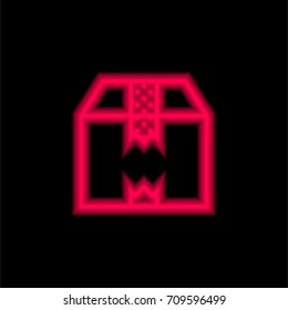 Box red glowing neon ui ux icon. Glowing sign logo vector