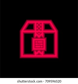Box red glowing neon ui ux icon. Glowing sign logo vector