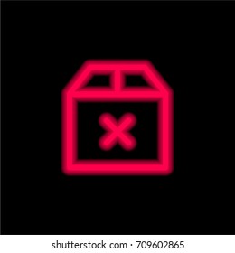 Box red glowing neon ui ux icon. Glowing sign logo vector