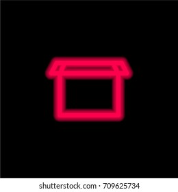Box red glowing neon ui ux icon. Glowing sign logo vector