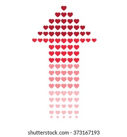 Box of red hearts. Gift box with fly hearts. vector illustrator

