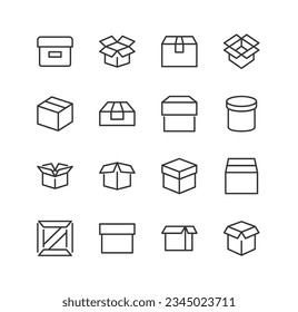 box related icon set. Editable stroke. Pixel Perfect 48x48px icons