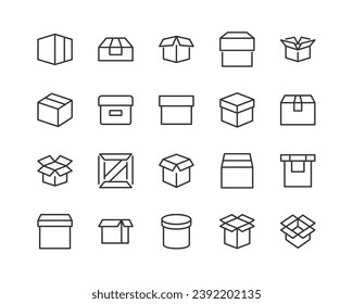 box related icon set. Editable stroke. Pixel Perfect 48x48px icons