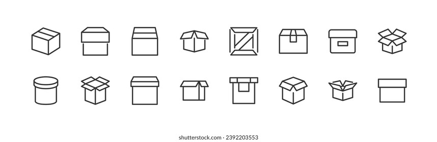 box related icon set. Editable stroke. Pixel Perfect 48x48px icons