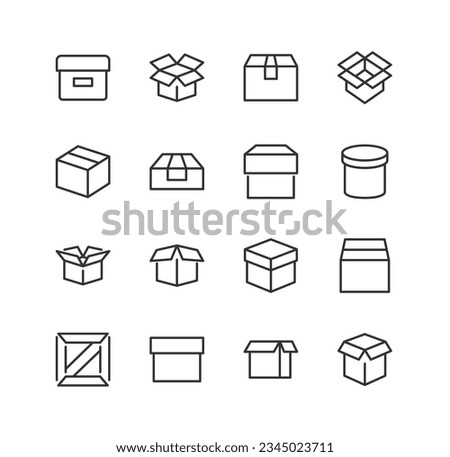 box related icon set. Editable stroke. Pixel Perfect 48x48px icons