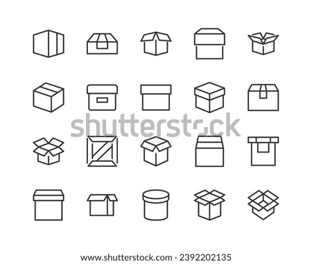 box related icon set. Editable stroke. Pixel Perfect 48x48px icons